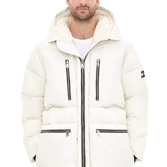 Tommy Hilfiger Men's Heavyweight Quilted Sherpa Hooded Parka Size Large NWT - Picture 1 of 4